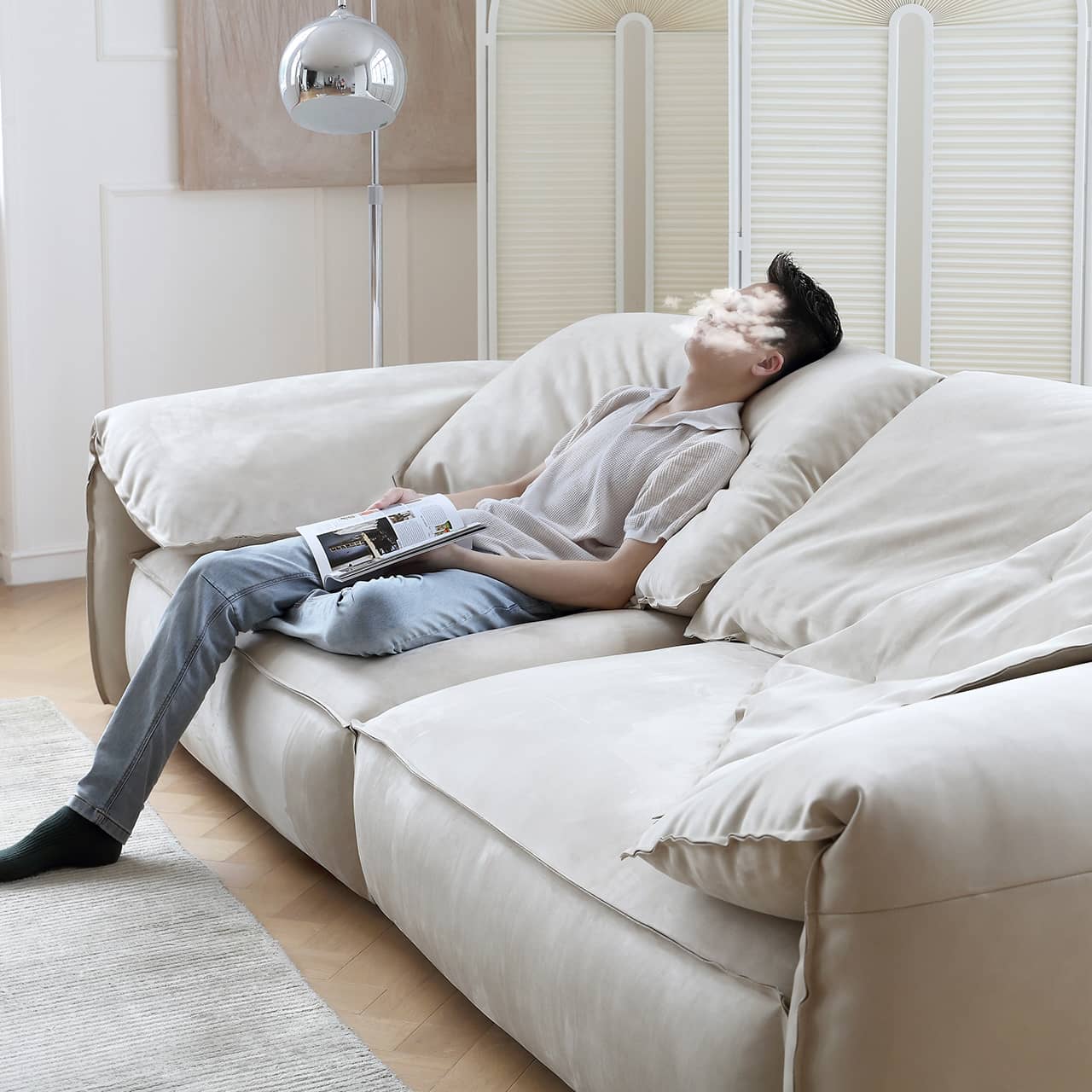 ソファー 3人掛け 4人掛け 幅300cm ファブリック ホワイトソファ おしゃれ