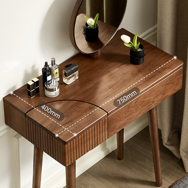 ドレッサー 化粧台 回転天板 ミラー付き ウォールナット材