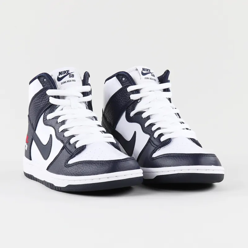 Nike SB Dunk High Pro PVC Leather Shoes Obsidian Blue White