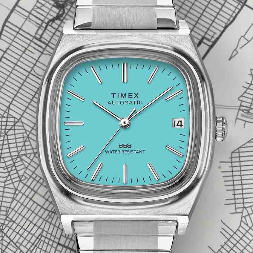 Timex 1983 E-Line Reissue Automatic 34mm Blue | Watches.com