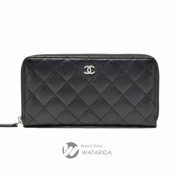 シャネル 財布 CCフィリグリー キャビアスキン ラウンドジップ