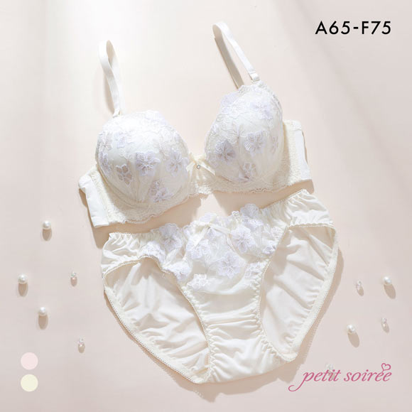 プチソワレ 花柄ラメ刺繍 ブラセット ABCDEF ブラジャー ショーツ