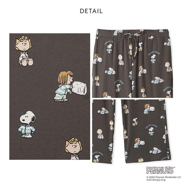 ジェラートピケ オム メンズ PEANUTS オリジナルアート総柄ロング