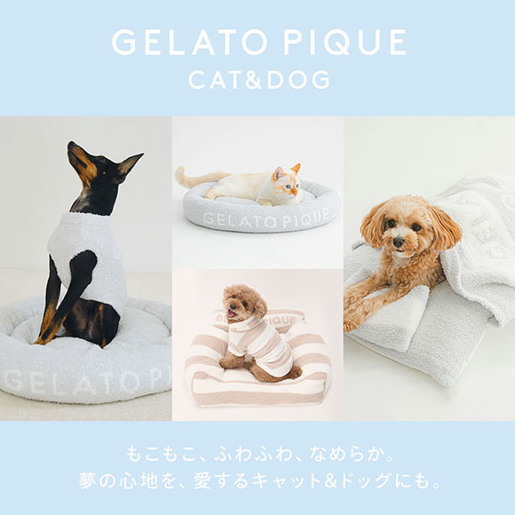 ジェラートピケ CAT&DOG ストロベリー柄キルティングキャリーバック