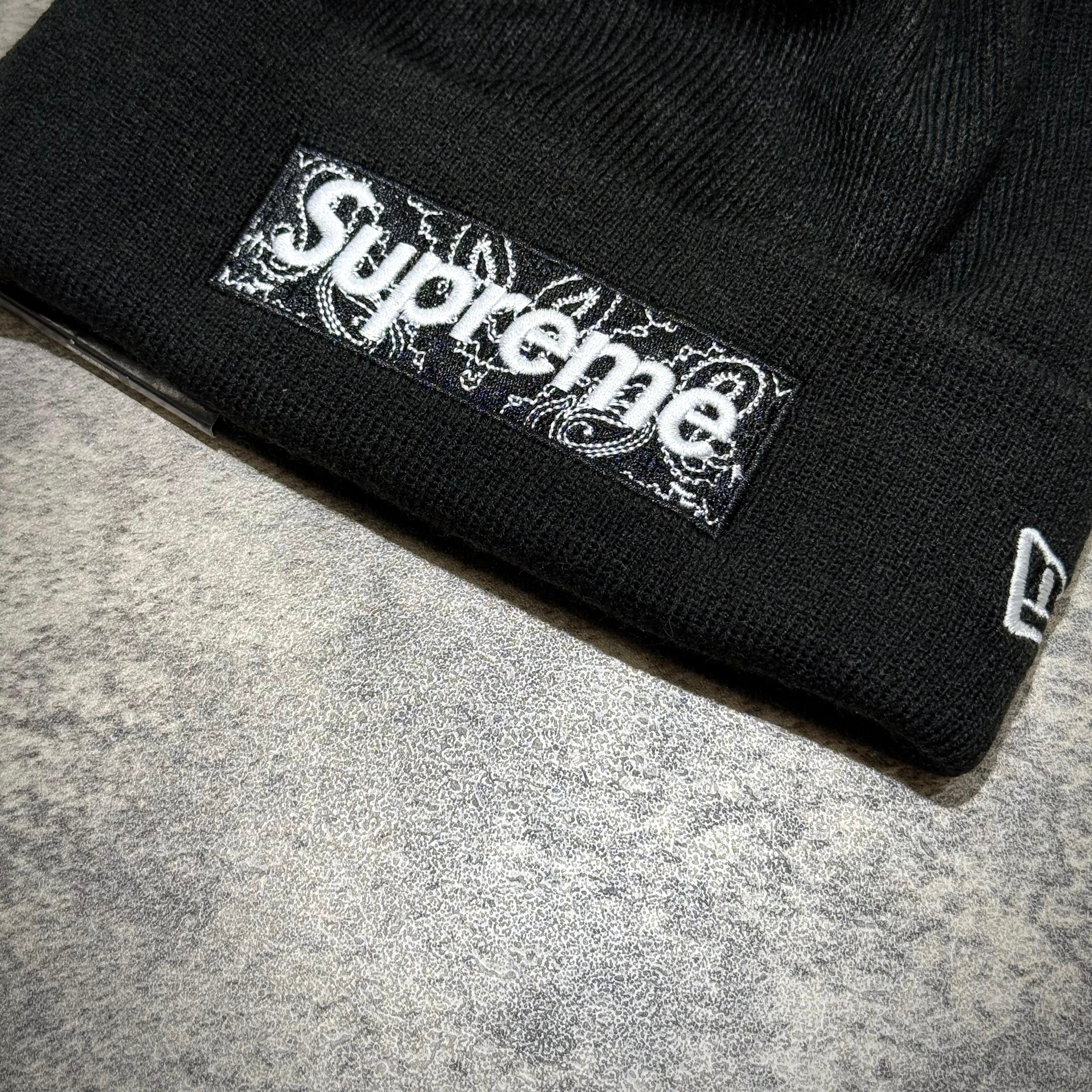 Supreme New Era Bandana Box Logo Beanie - Black / Grey | In stock