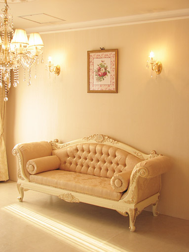 クラシック花柄クリーム色ソファ クラシックスタイル クリーム色 2人