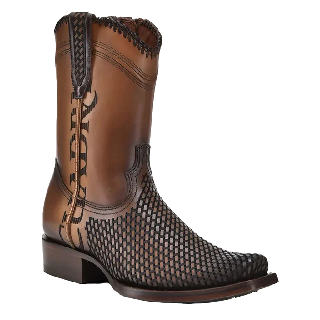 Cuadra Men's Denver Brown Laser & Woven Narrow Square Toe Boots CU817