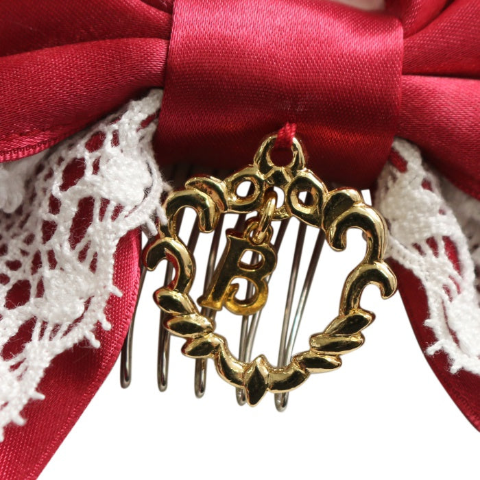 USED】裾スカラップタータンチェックジャンパースカート＆リボンコーム