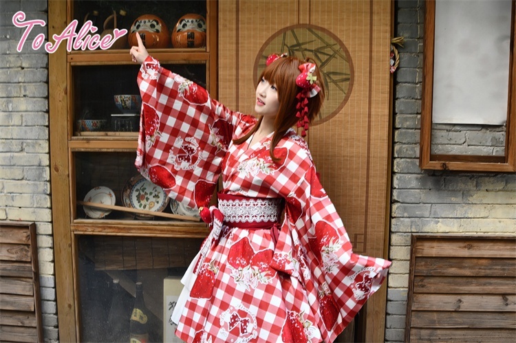 To Alice いちごギンガムチェック浴衣 浴衣ドレスピンク 【公式通販】