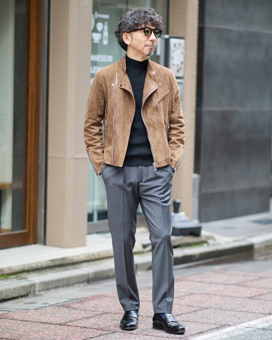 ゴートスエード スタンドカラー ダブルライダース【STAND COLLAR