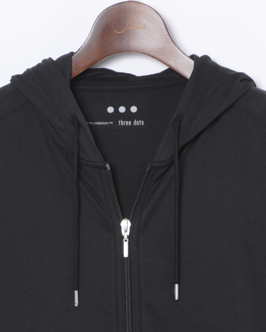 サンデッドジャージー ダブルジップパーカー【Sanded Jersey】｜three