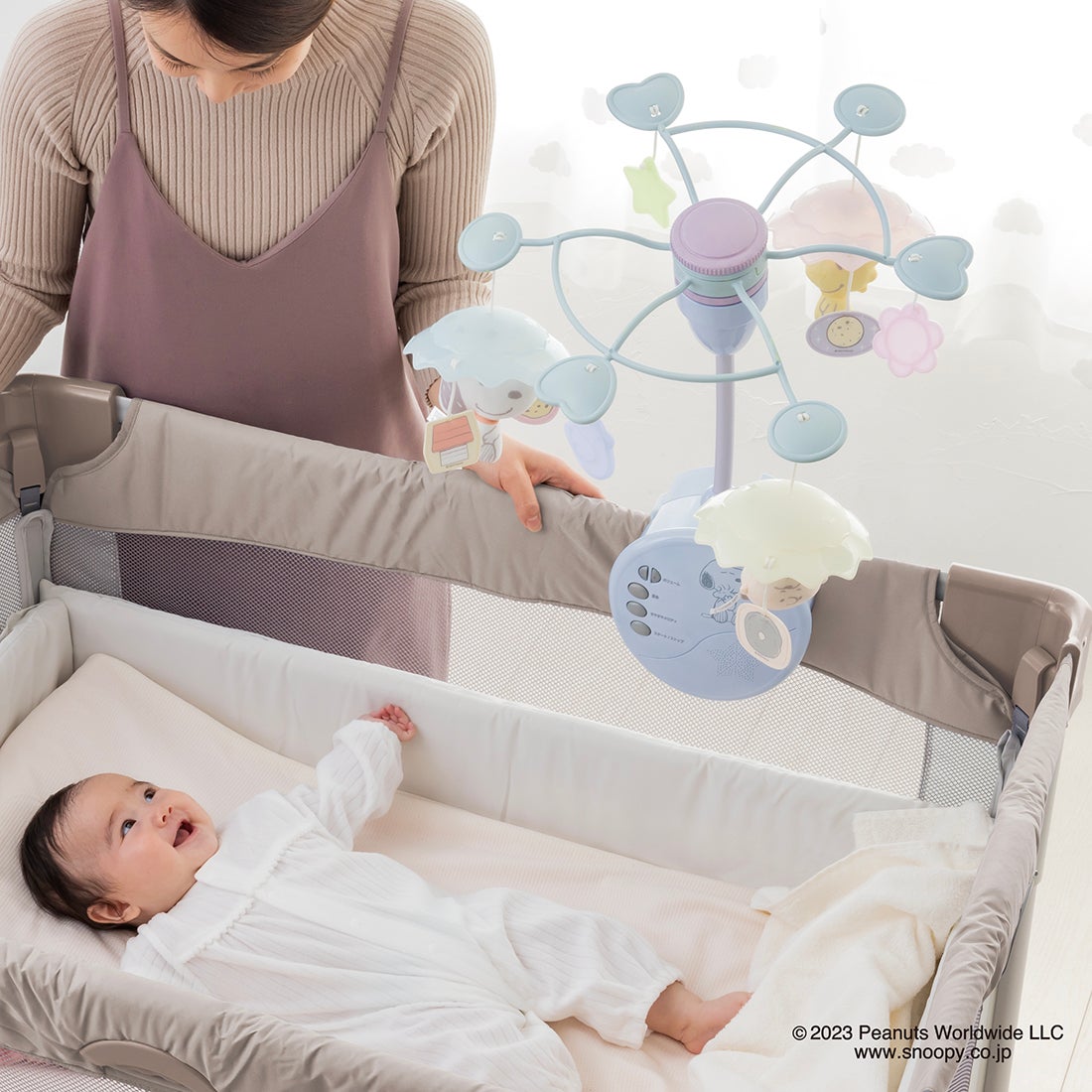 美品】playkids Maydolly HZDMJ ベビーベッド グレー ベビーベッド