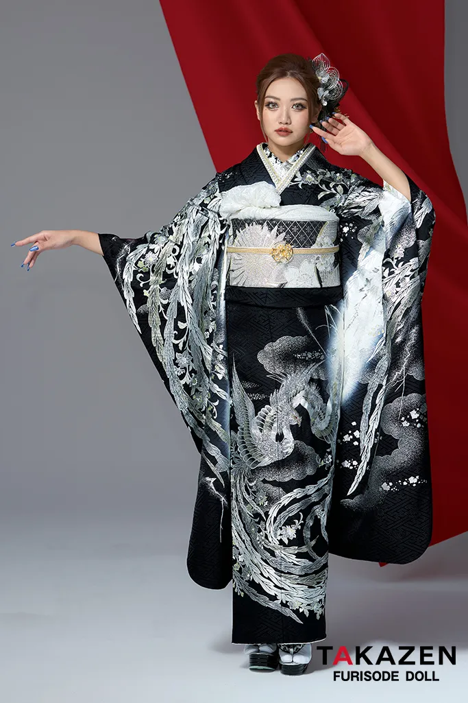 カネコイサオ 和柄 うちわと蛍 ブラウス&スカートセット（黒