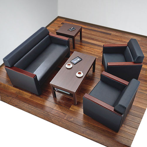 たのめーる】アーバン 応接セット アームチェア 木肘付 ブラック S