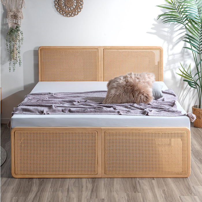 ダブル］ラタン調 ベッドフレーム ベッド すのこベッド 木製 北欧