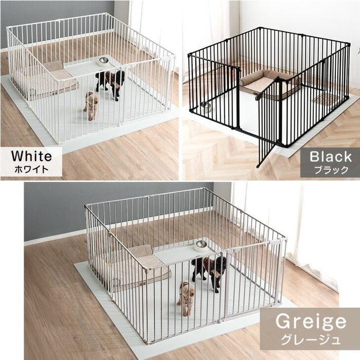 8枚] ペットサークル バリアフリー 151×151cm スチール製 完成品 ドア