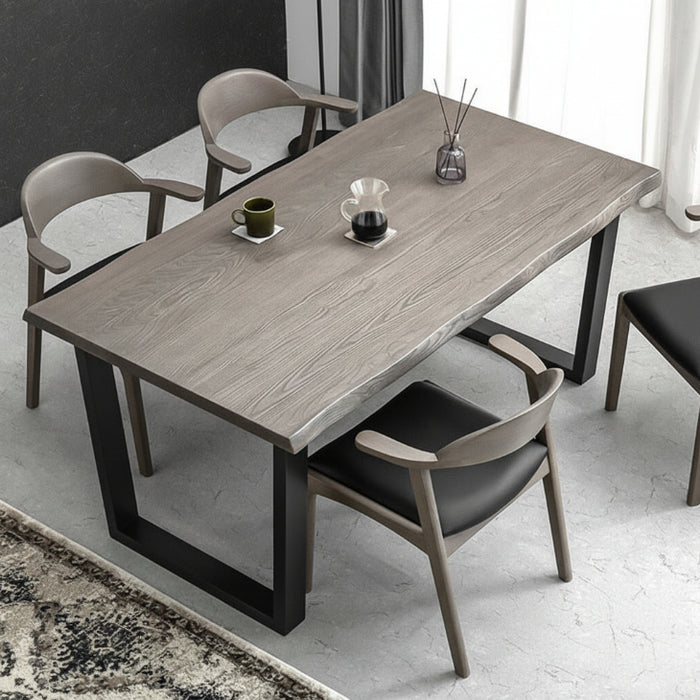 幅160］天然木 ダイニングテーブル 単品 4人掛け 長方形 木製 北欧 黒