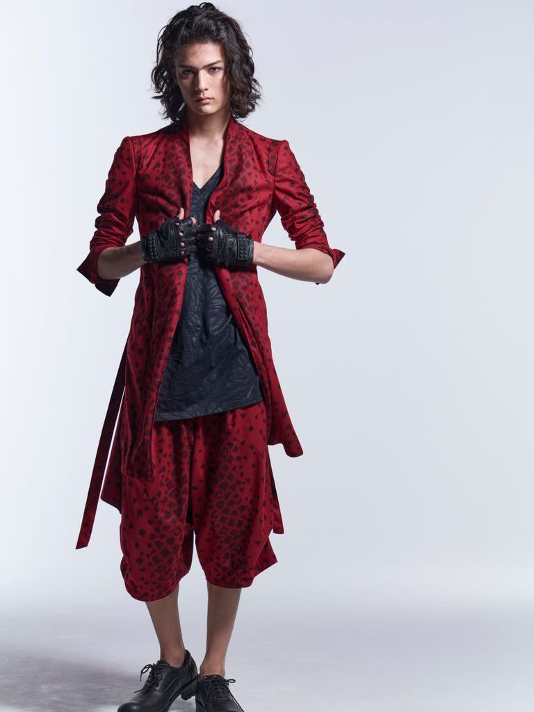 kiryuyrik - コラボ Collarless Flare Jacket / RedLeopard【BLACK