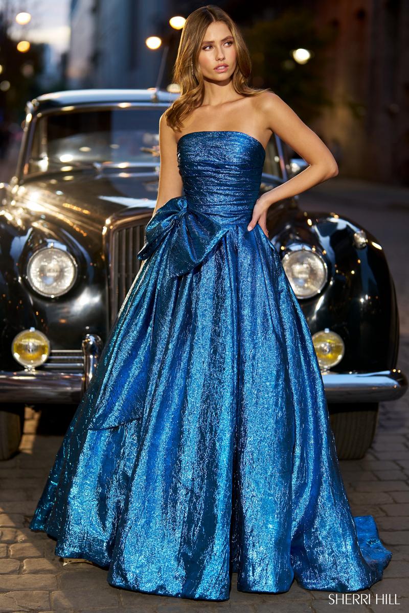 Sherri Hill Strapless Metallic Brocade Ballgown 56768