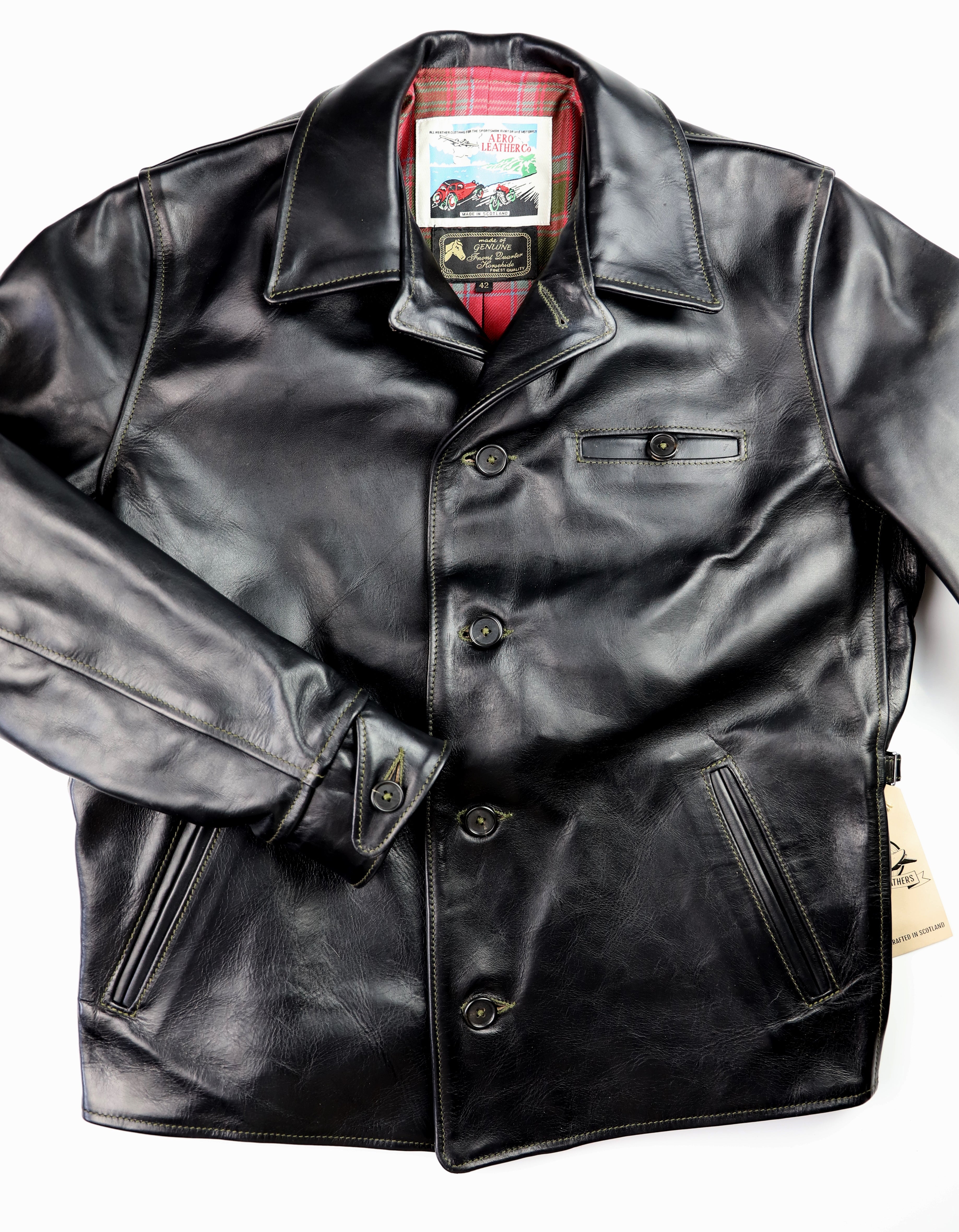 Aero Maxwell, size 42, Black CXL Horsehide – Thurston Bros Rough