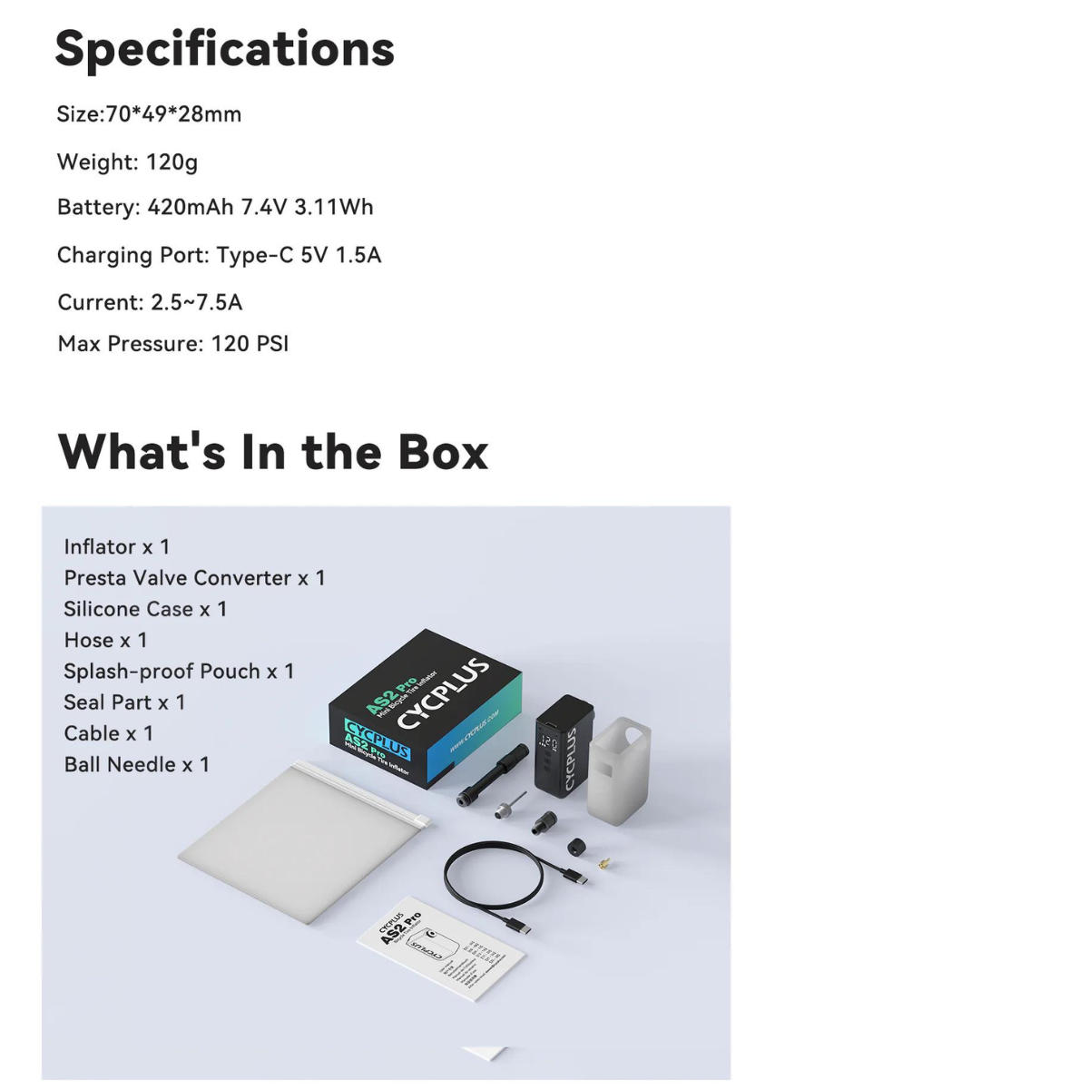 Cycplus CUBE Mini Inflator AS2 PRO | The Bike Settlement