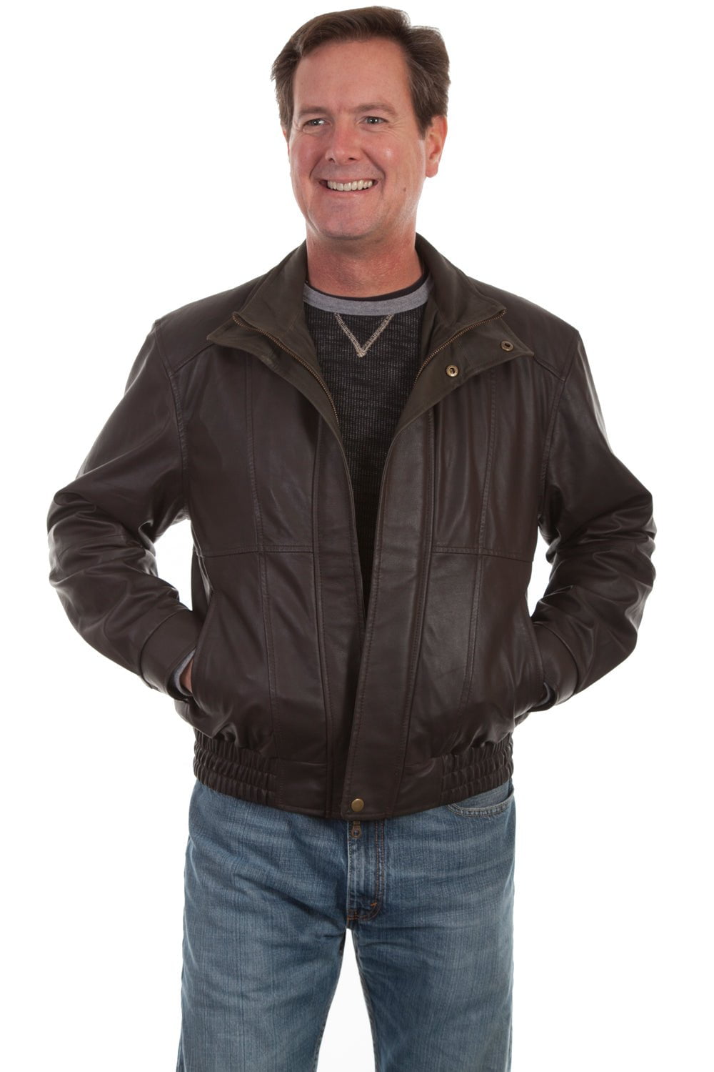 Scully Mens Chocolate/Olive Leather Featherlite Jacket – The