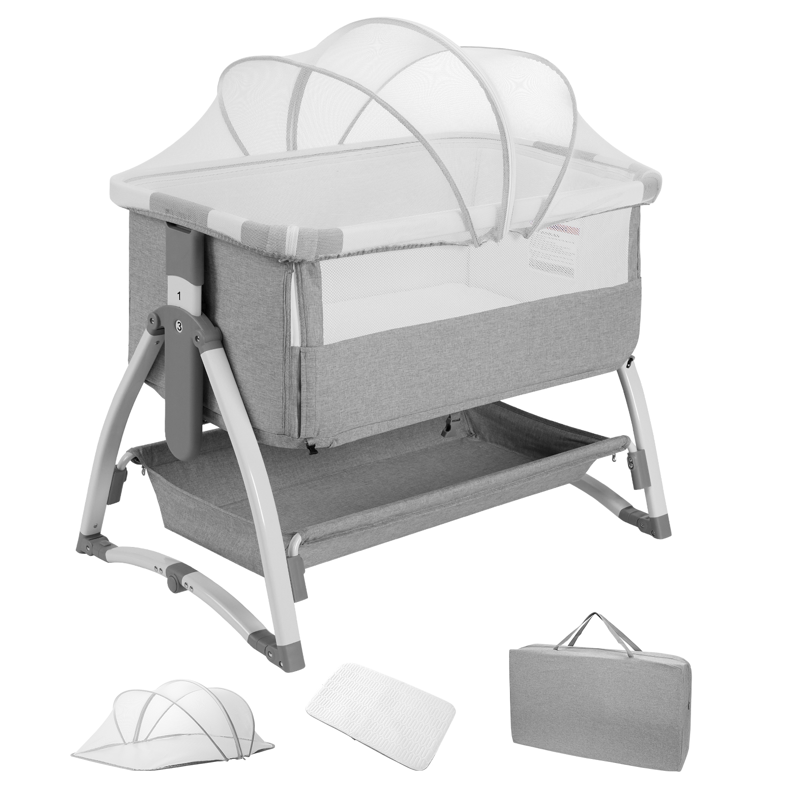 Thinkmax ベビーベッド 添い寝 折りたたみ ゆりがご 高さ7段階調整