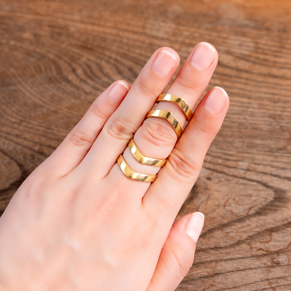 安心のフリーサイズ】重ね付けも素敵！ 3WAYゴールドリング の通販