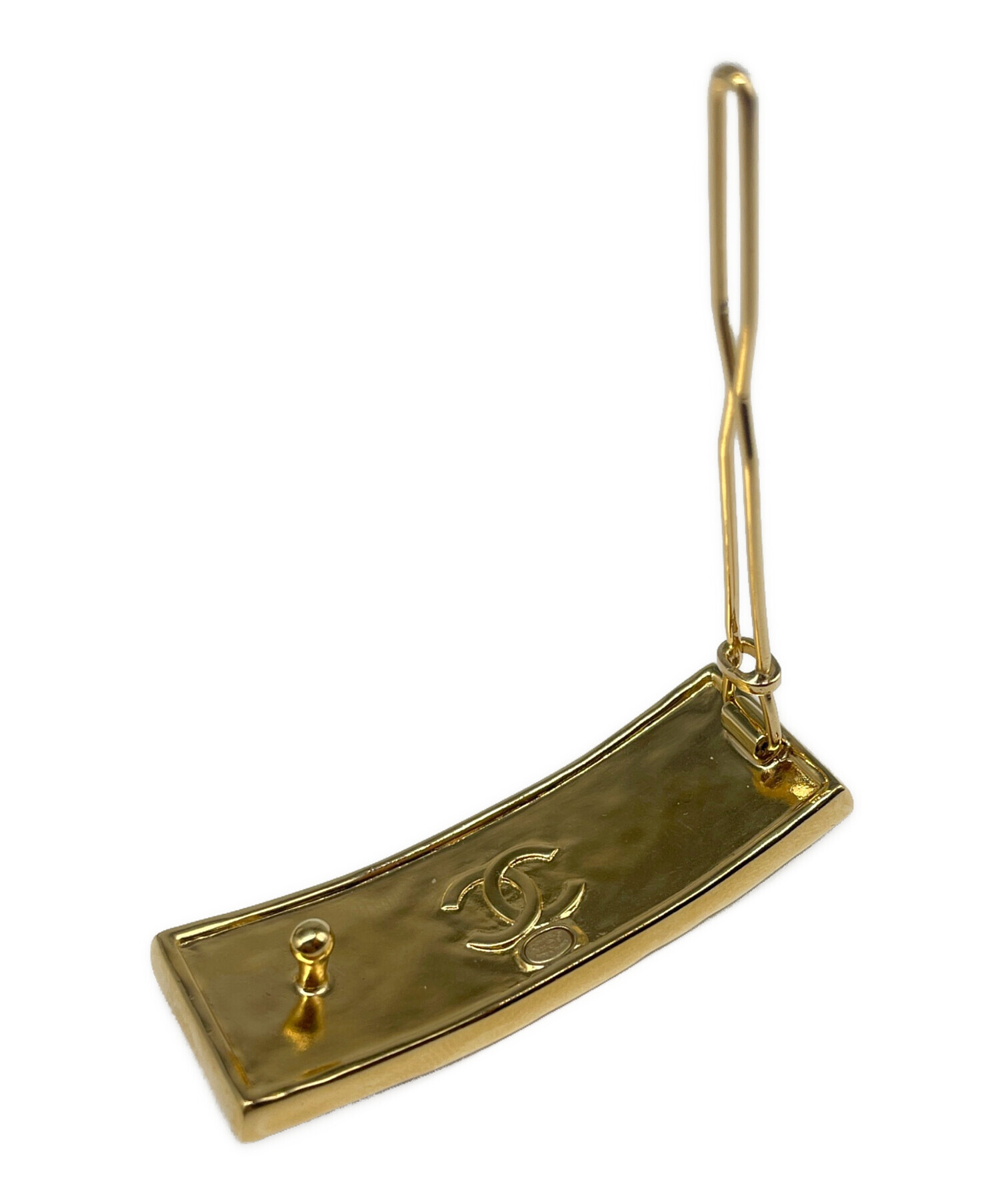 中古・古着通販】CHANEL (シャネル) CHANELロゴ バレッタ ゴールド