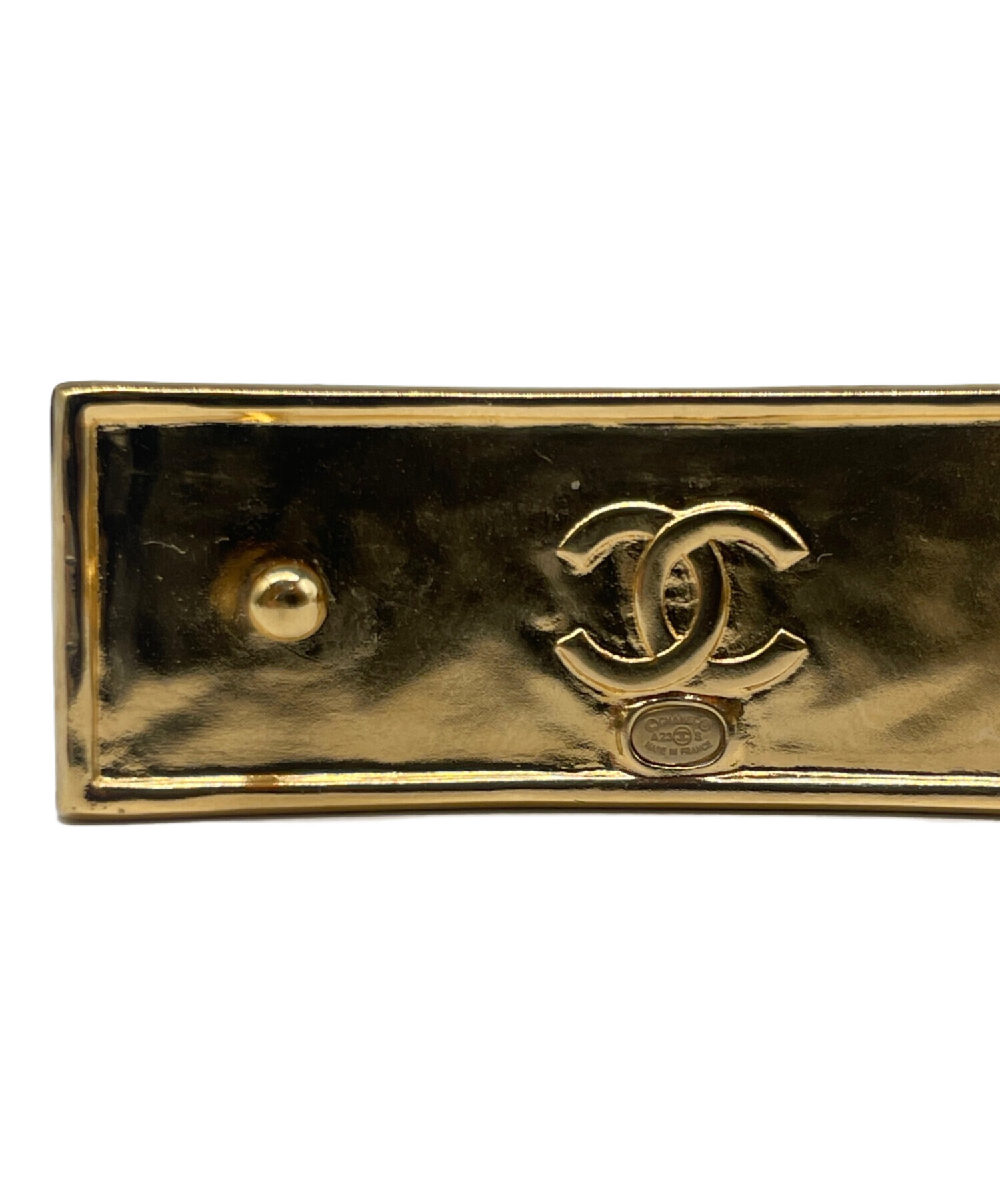 中古・古着通販】CHANEL (シャネル) CHANELロゴ バレッタ ゴールド