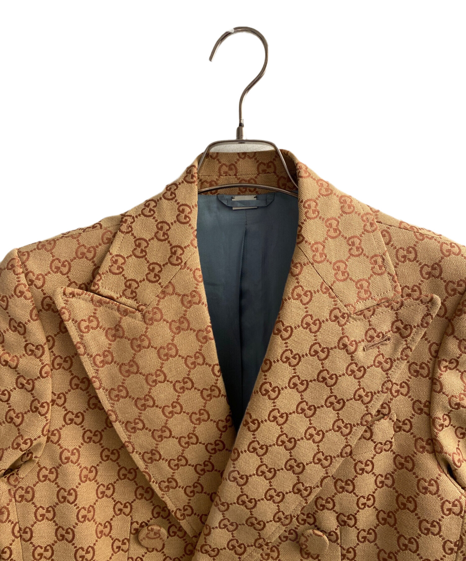 中古・古着通販】GUCCI (グッチ) GG柄テーラードジャケット ブラウン