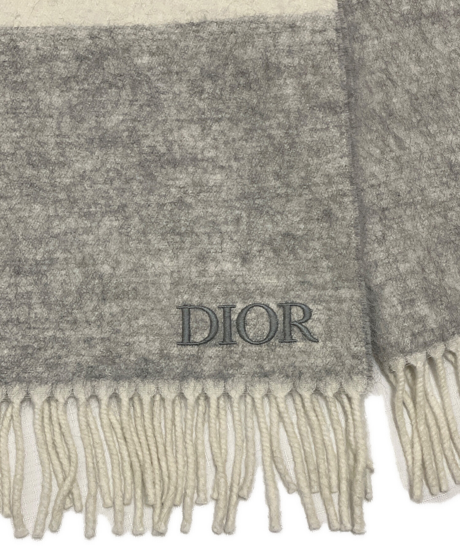 中古・古着通販】Dior (ディオール) ロゴマフラー グレー×ブラック
