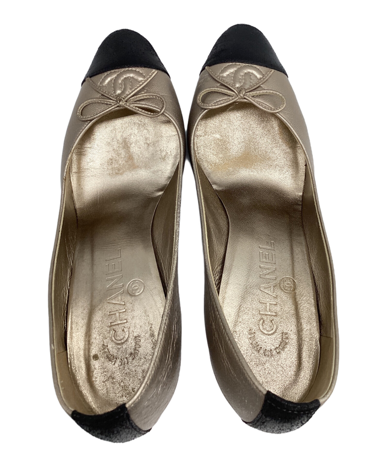 中古・古着通販】CHANEL (シャネル) パンプス ベージュ×ブラック