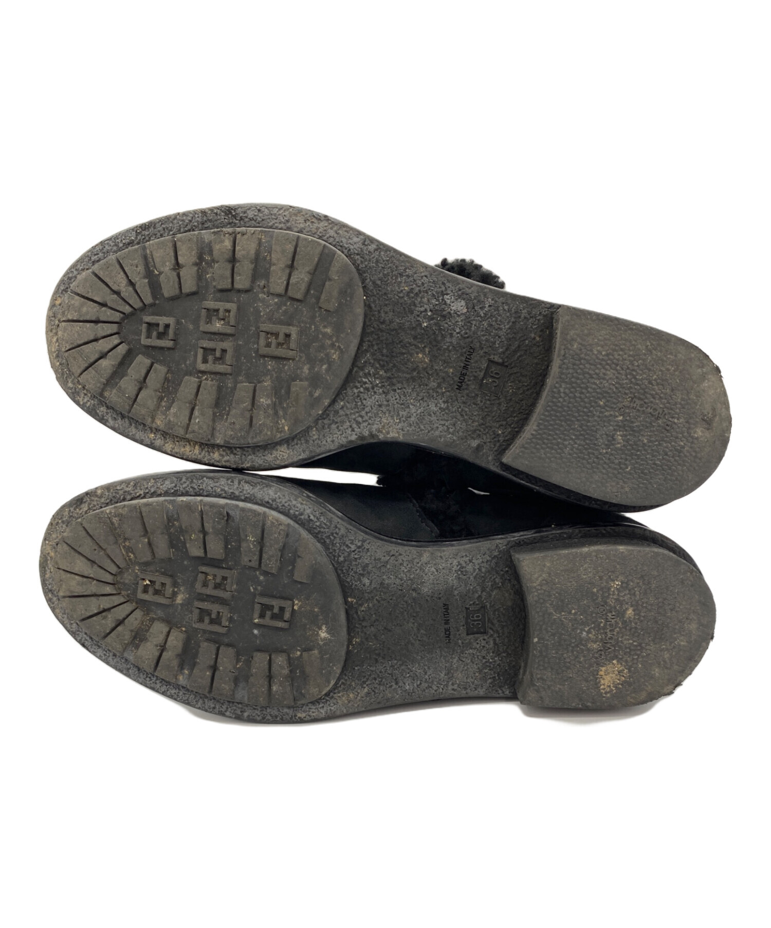 中古・古着通販】FENDI (フェンディ) ムートンブーツ ブラック サイズ