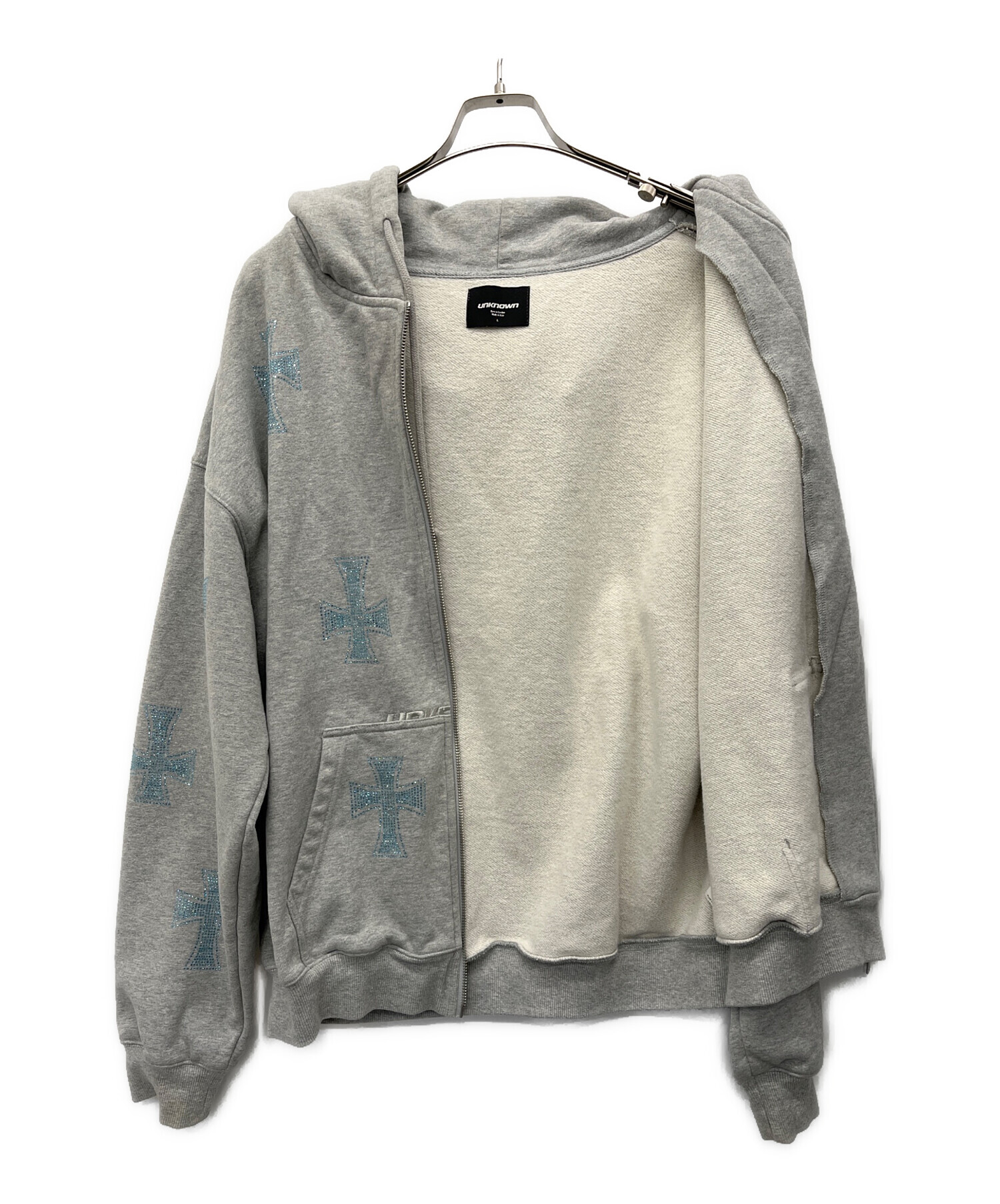 中古・古着通販】unknown (アンノウン) ジップパーカー グレー サイズ
