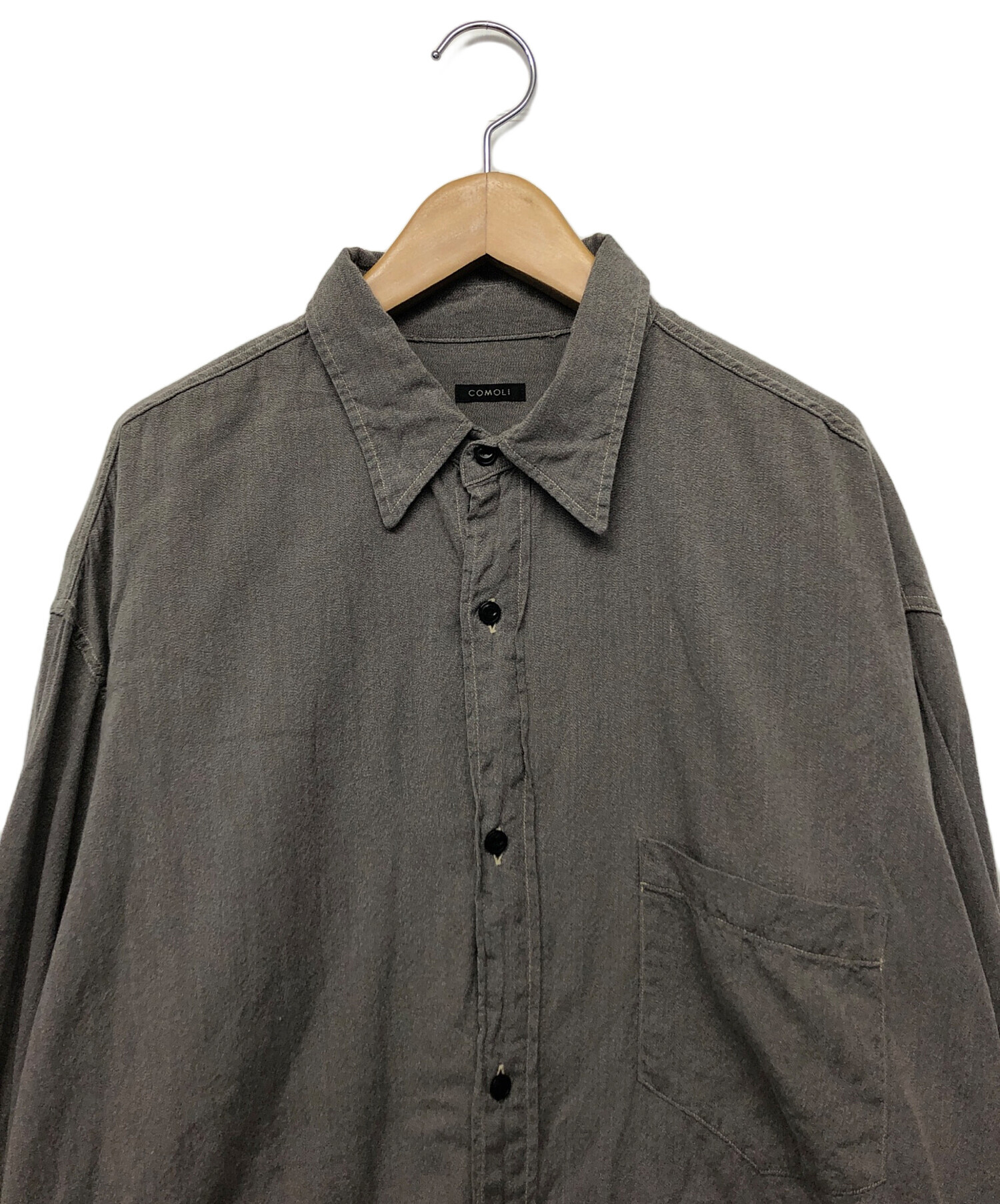 中古・古着通販】COMOLI (コモリ) ヨリ杢ワークシャツ グレー サイズ
