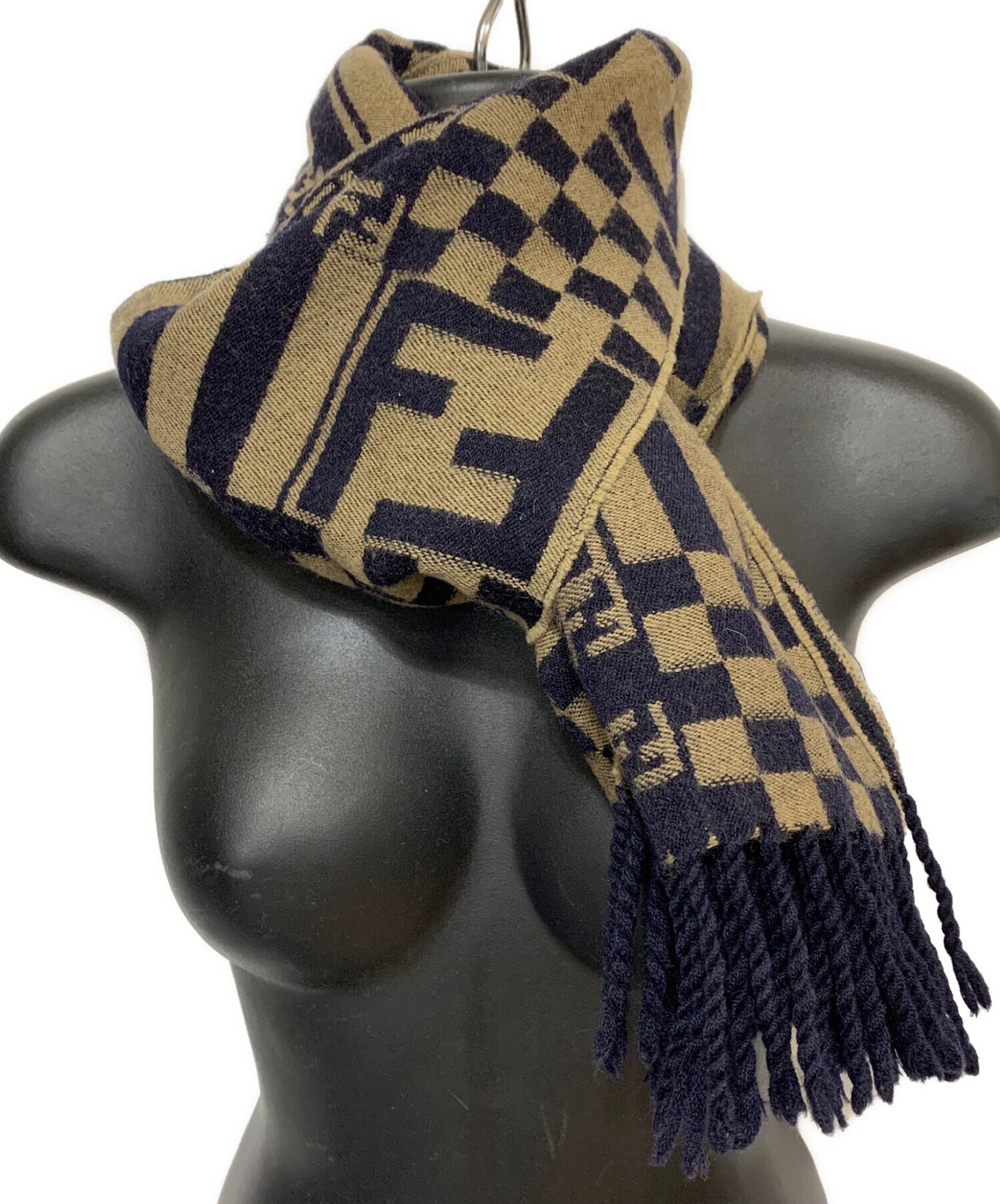 中古・古着通販】FENDI (フェンディ) ズッカ柄ウールマフラー ベージュ