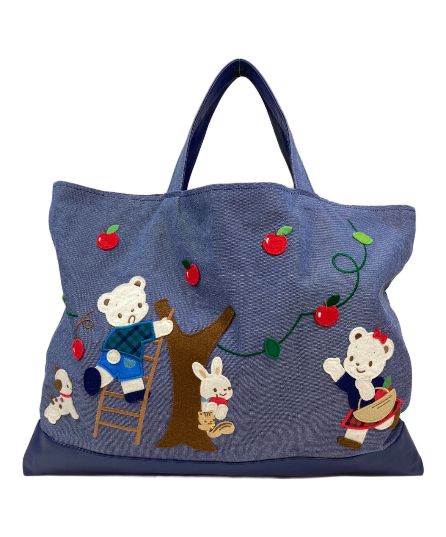 familiar✖️レスポートサック 刺繍トートバッグ ネイビー familiar