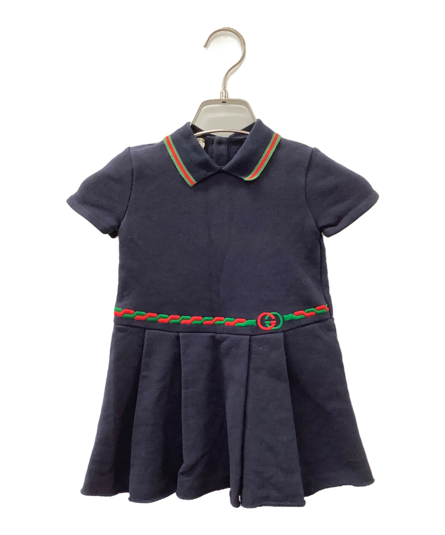 中古・古着通販】GUCCI (グッチ) 半袖ワンピース ネイビー サイズ:18