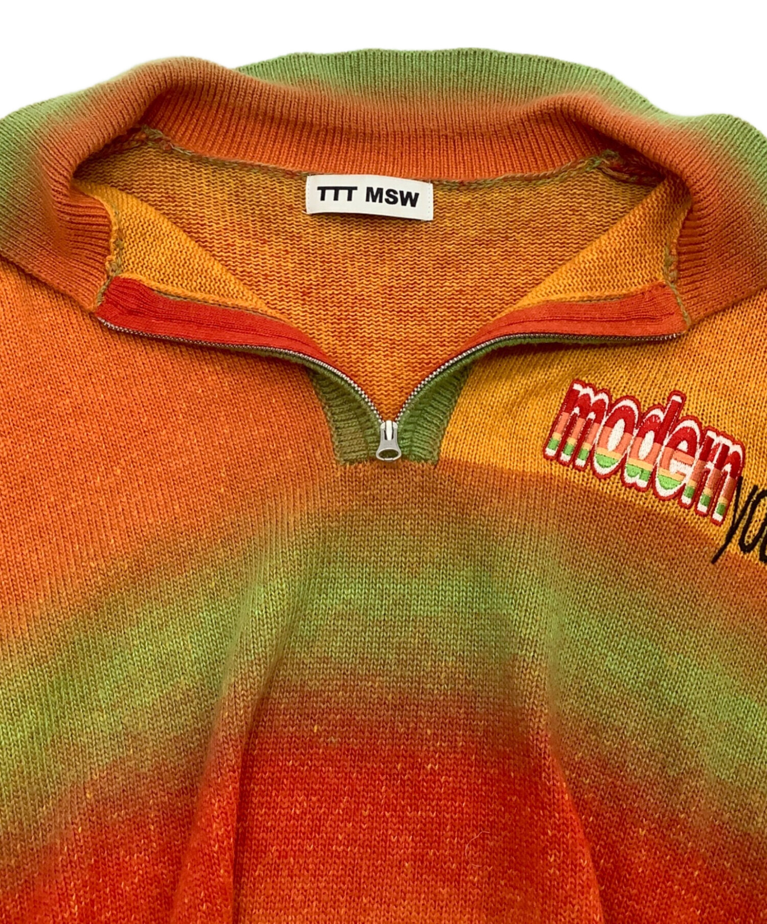 中古・古着通販】TTT MSW (ティー) ニット オレンジ×グリーン サイズ