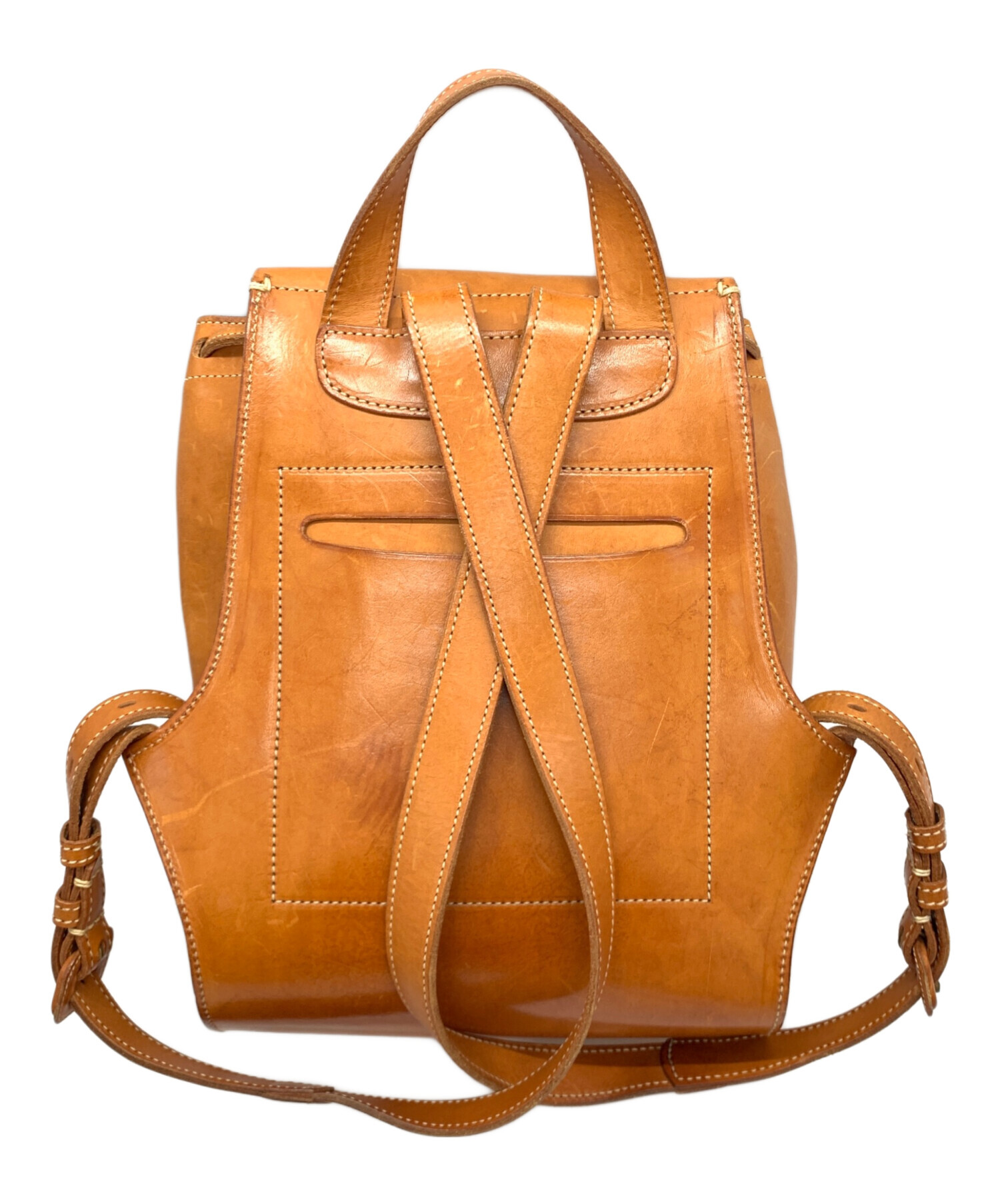 中古・古着通販】genten (ゲンテン) ヌメ革リュック ブラウン