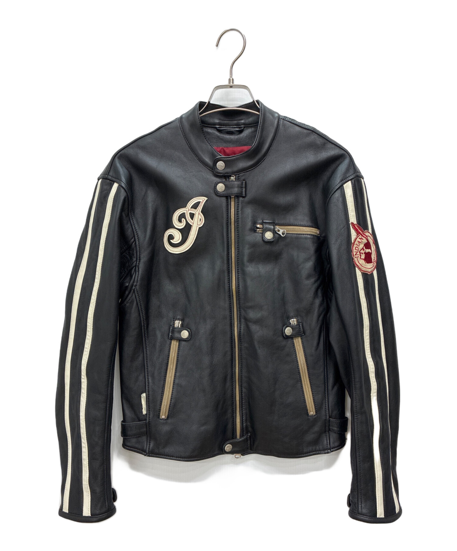 japan made インディアン ライダースジャケット フード付き ジップ