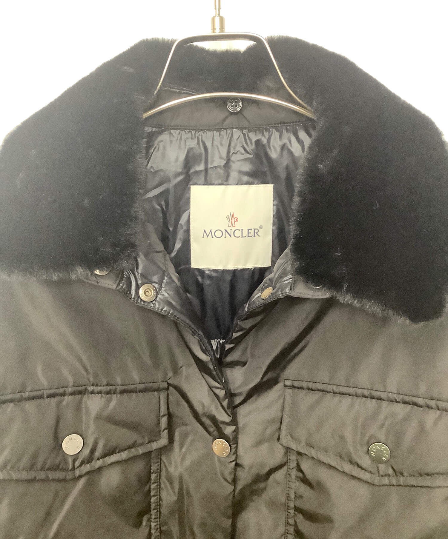中古・古着通販】MONCLER (モンクレール) ステンカラーコート ブラック