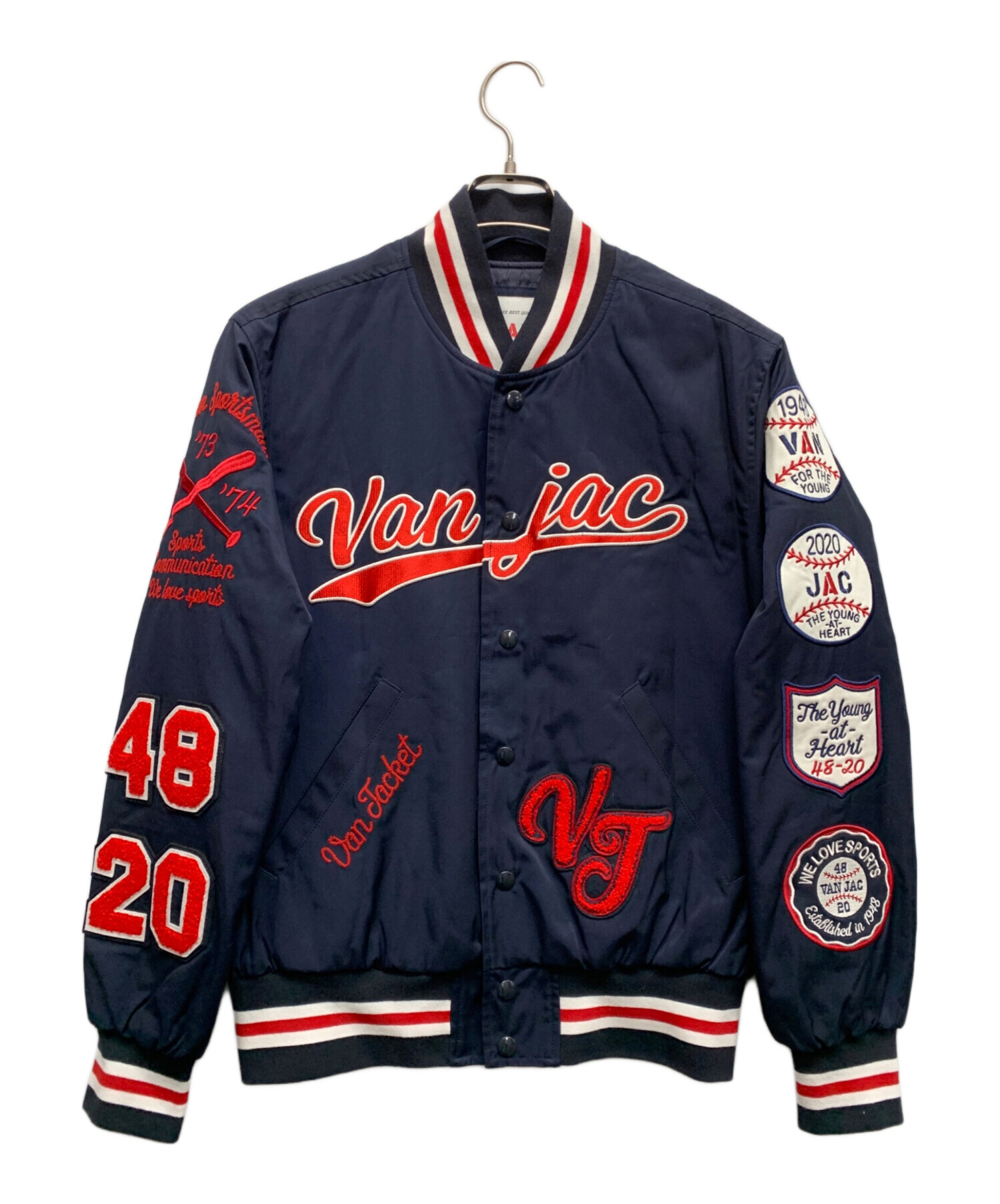 中古・古着通販】VAN (ヴァン) スタジャン ネイビー×レッド サイズ:L