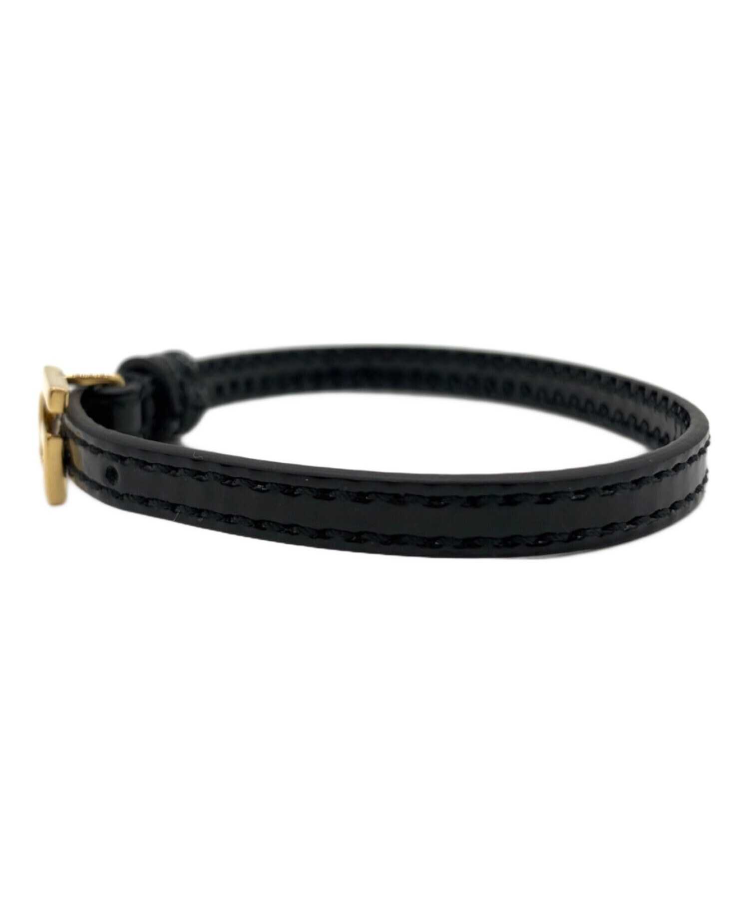 中古・古着通販】GUCCI (グッチ) レザーブレスレット ブラック サイズ