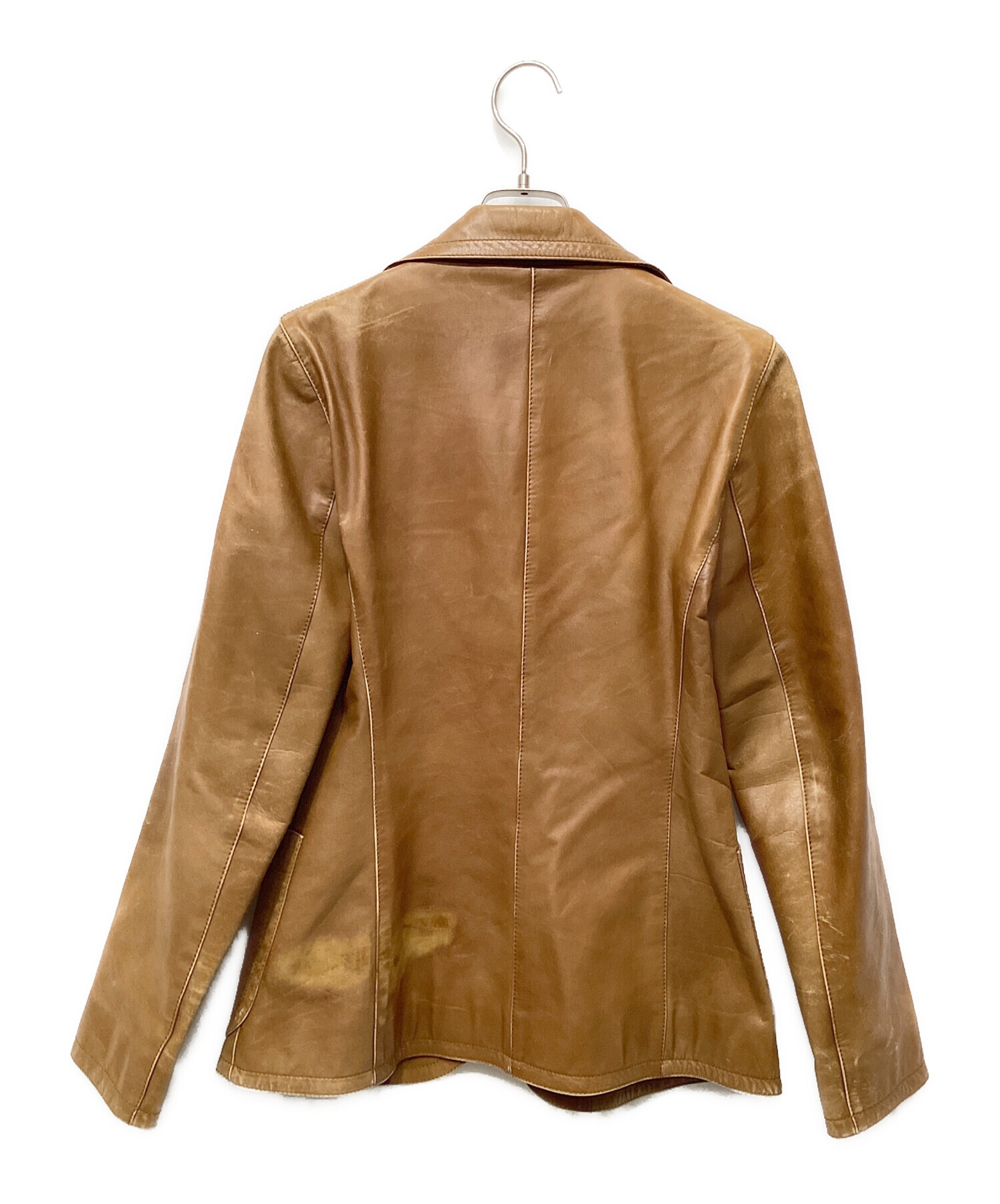 中古・古着通販】PRADA (プラダ) 2Bレザージャケット ブラウン サイズ