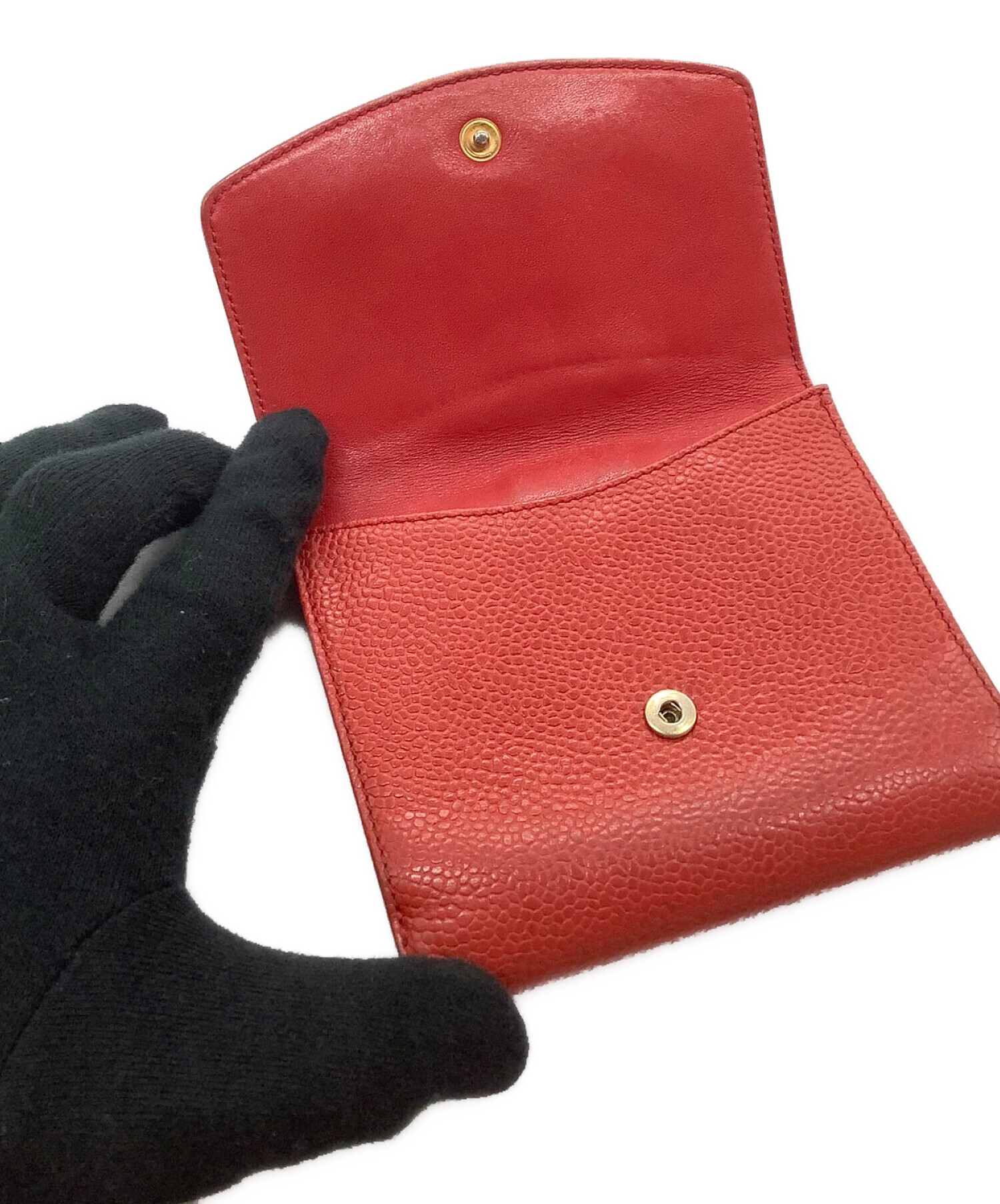 中古・古着通販】CHANEL (シャネル) 2つ折り財布 レッド｜ブランド