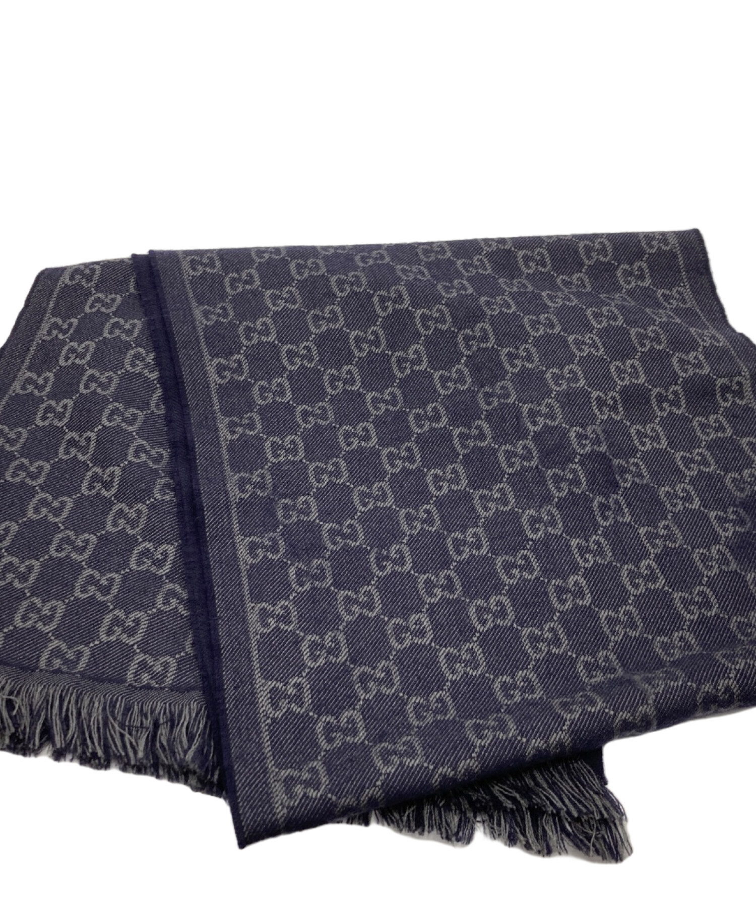 中古・古着通販】GUCCI (グッチ) マフラー ネイビー×グレー｜ブランド