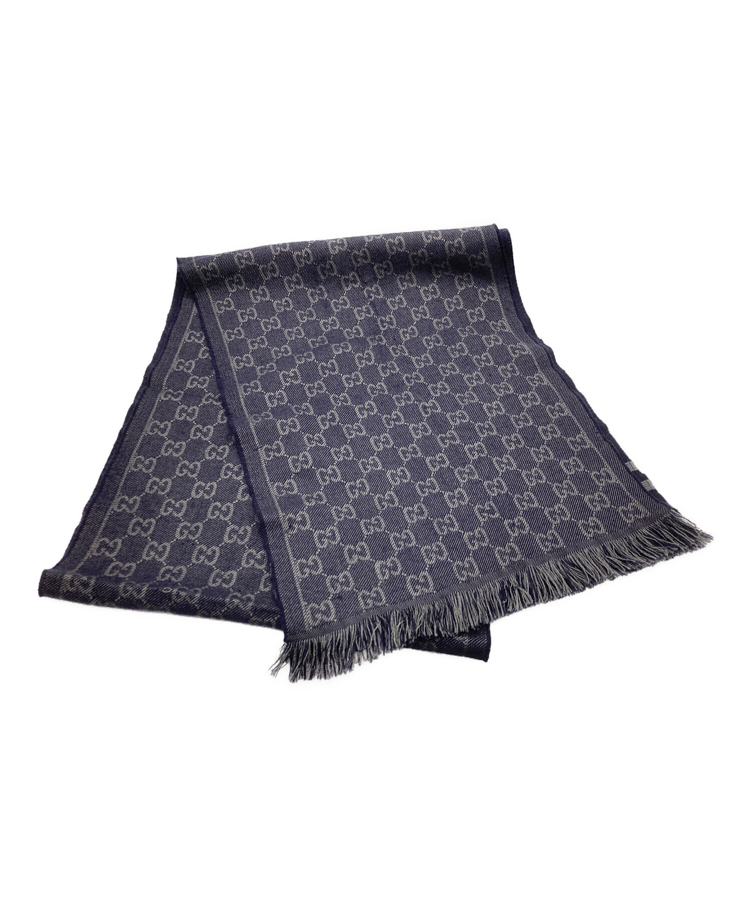 中古・古着通販】GUCCI (グッチ) マフラー ネイビー×グレー｜ブランド