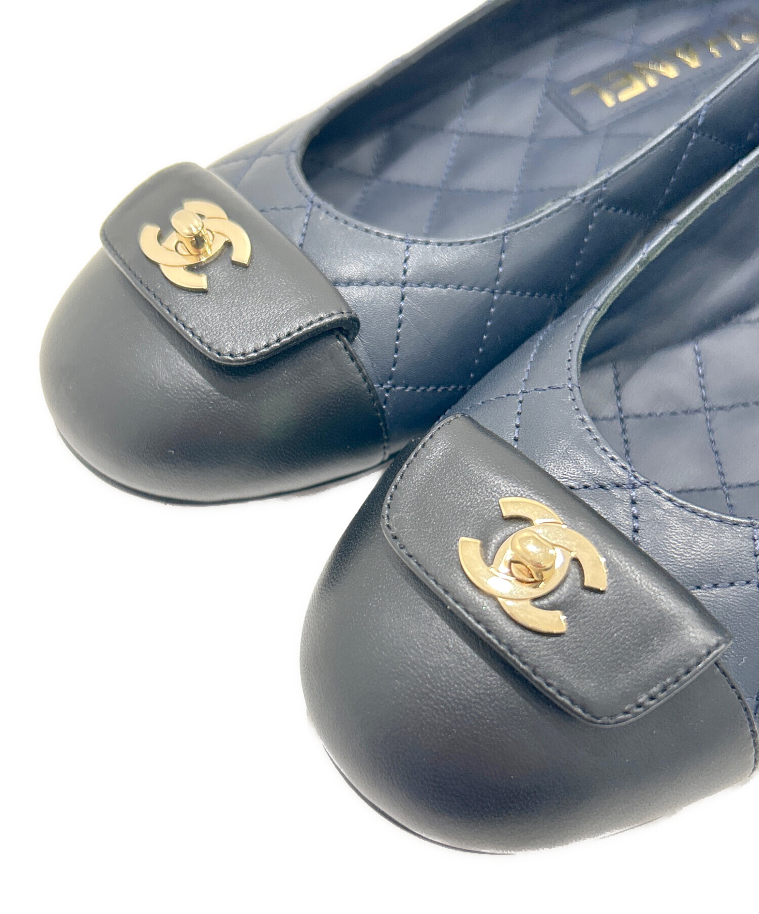 中古・古着通販】CHANEL (シャネル) フラットパンプス G45879 ネイビー